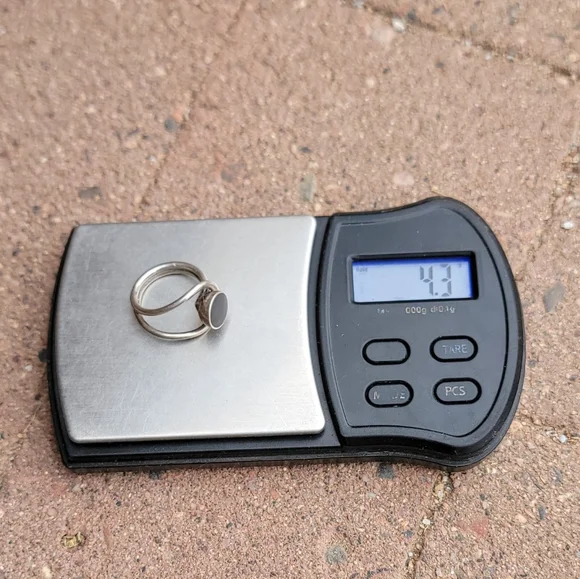 Vintage Southwestern modernist 925 sterling silver MEXICO onyx inlay ring TAXCO - Picture 16 of 17